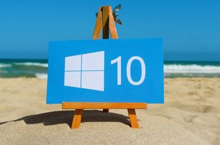 Image of the Windows logo on a beach to represent a sandbox mode