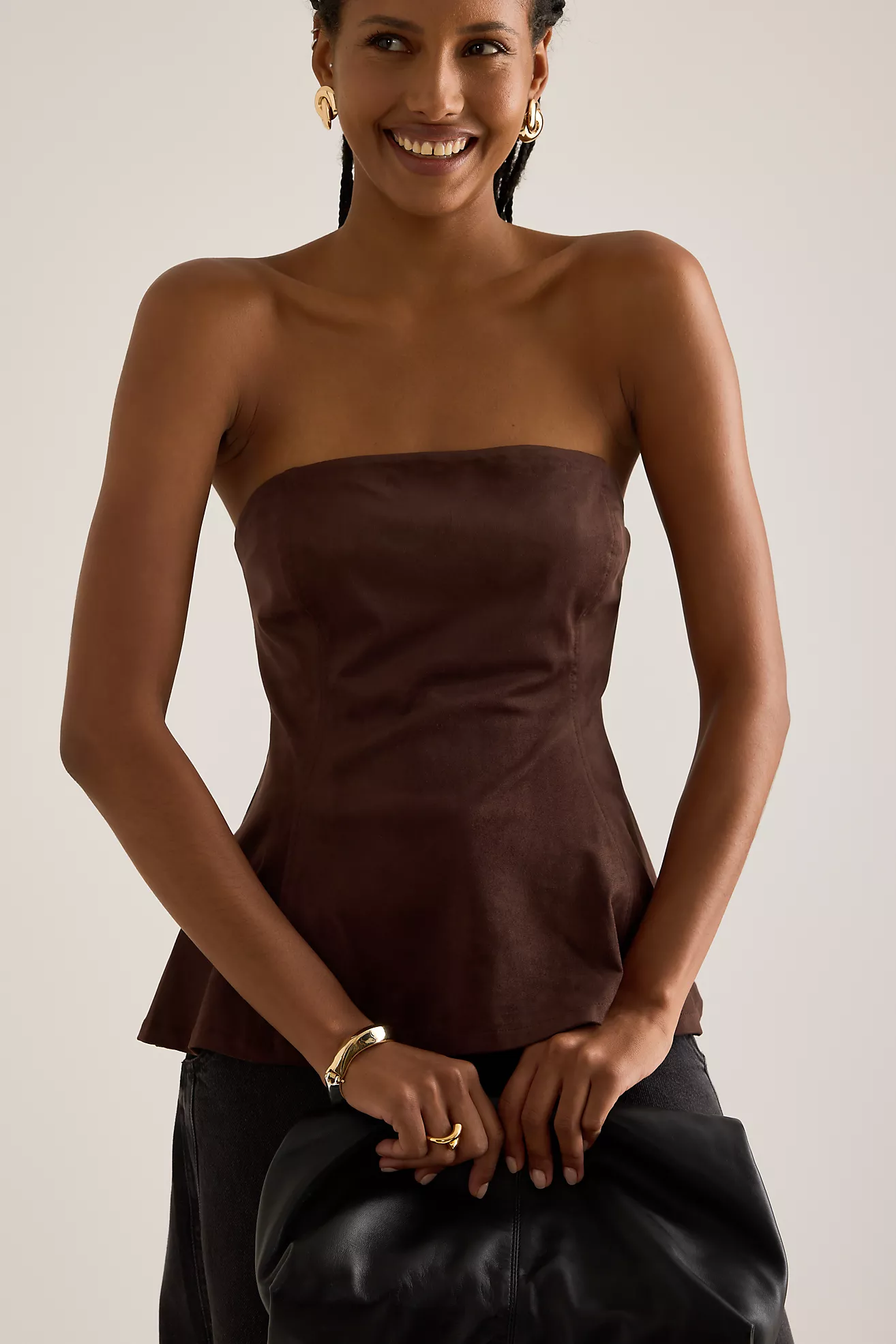 By Anthropologie Faux-Suede Bandeau Top