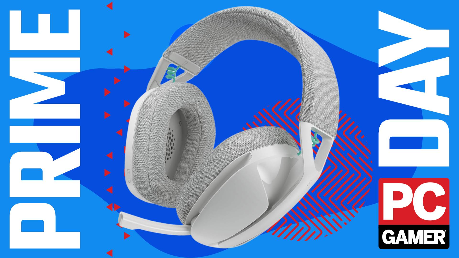 The white/grey version of the Logitech G321 Lightspeed floats in the funky PCG Prime Day deal void.