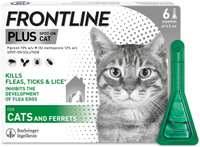 FRONTLINE Plus Flea &amp; Tick Treatment for Cats and Ferrets 6 Pipettes RRP: £38.99 | Now: £25.45 | Save: £13.54 (35%)