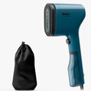 Blue handheld Tefal clothes steamer