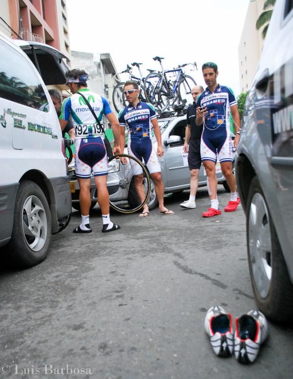 The shoes await the riders
