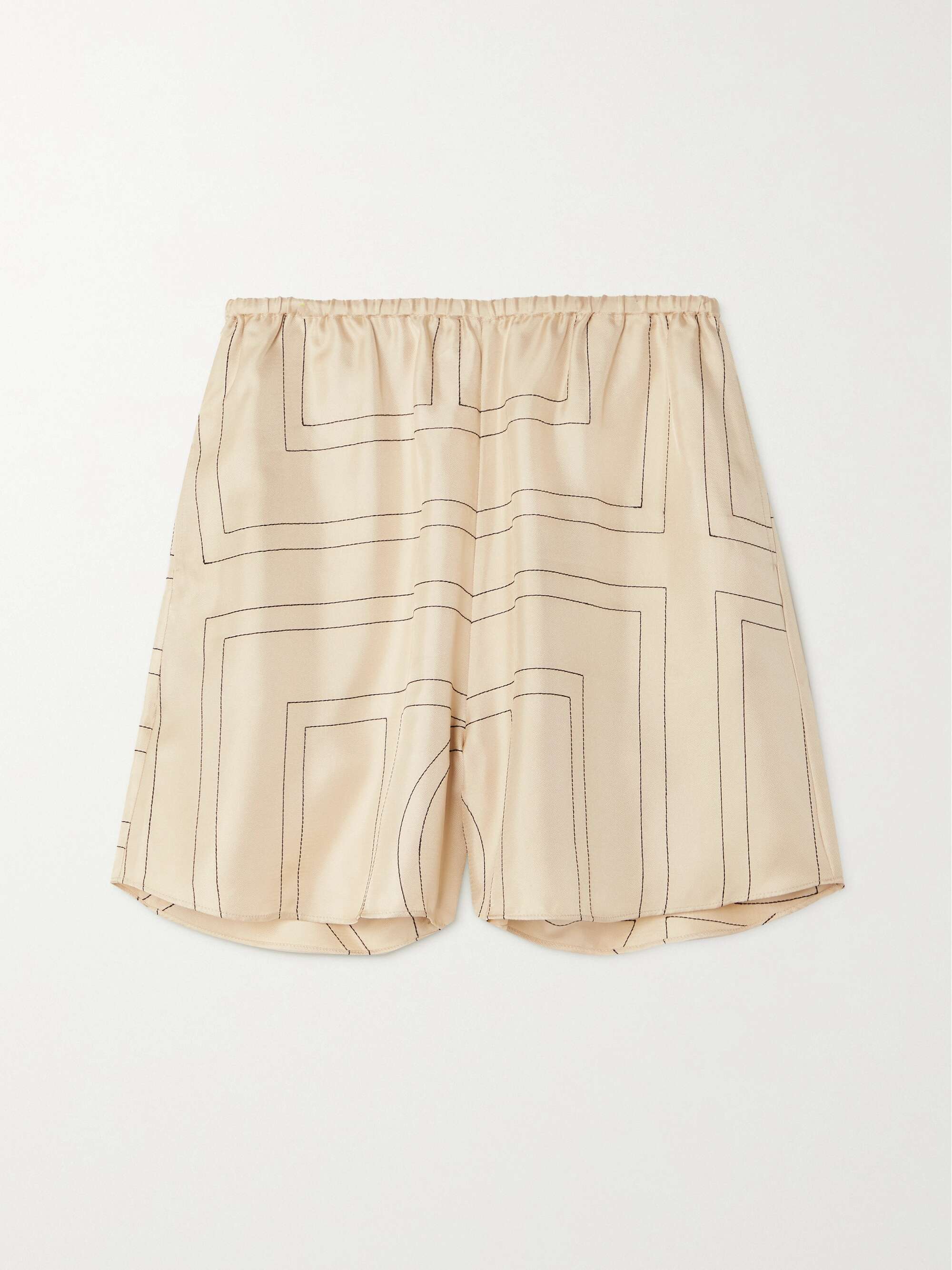 Embroidered Silk-Twill Shorts