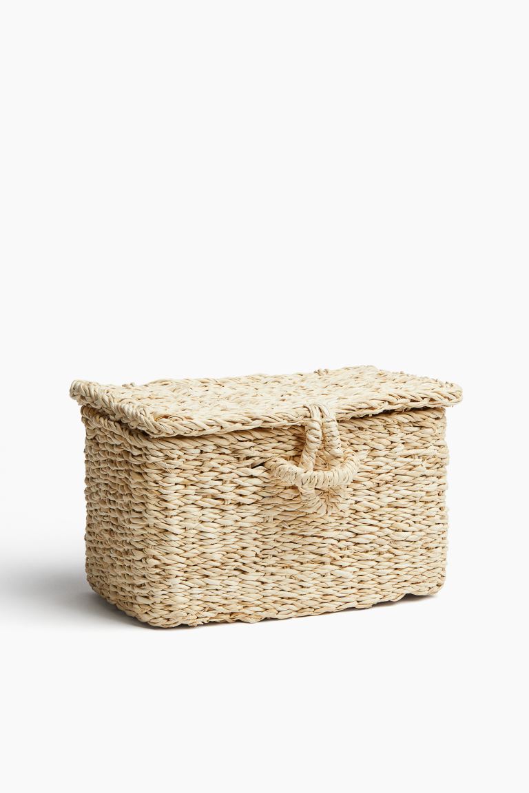 Lidded Seagrass Storage Basket