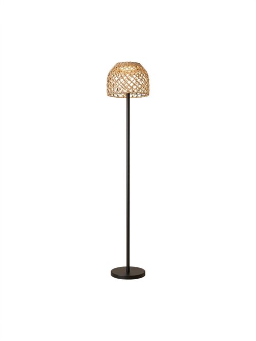 Solar Floor Lamp With Rattan Shade