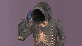 The Sims 2 - Grim reaper skeleton in a cloak answers a cell phone