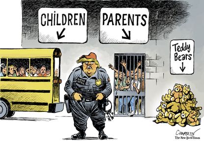 Political cartoon World Trump immigration border policy family separation