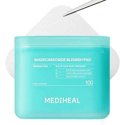 Mediheal Toner Pads 100 Count - Madecassoside Blemish Care Toner Pad With Centella Asiatica - Improves Uneven Skin Tone &amp;amp; Deep Hydration - Vegan Hypoallergenic Face Gauze, Korean Skin Care