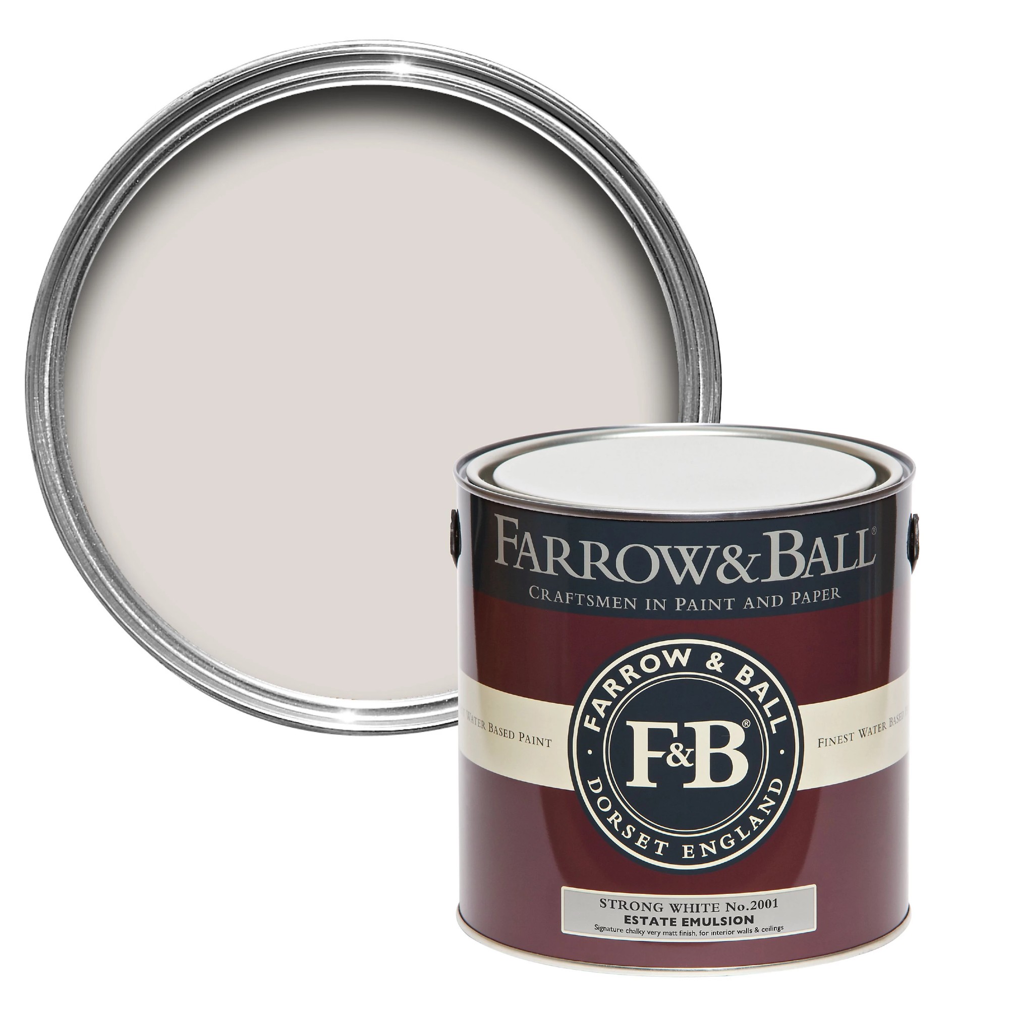 Farrow &amp;amp; Ball Estate Strong white No.2001 Matt Wall &amp;amp; ceiling Emulsion paint, 2.5L