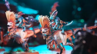 Warhammer Age of Sigmar Raptadon Hunters riding in formation on the tabletop