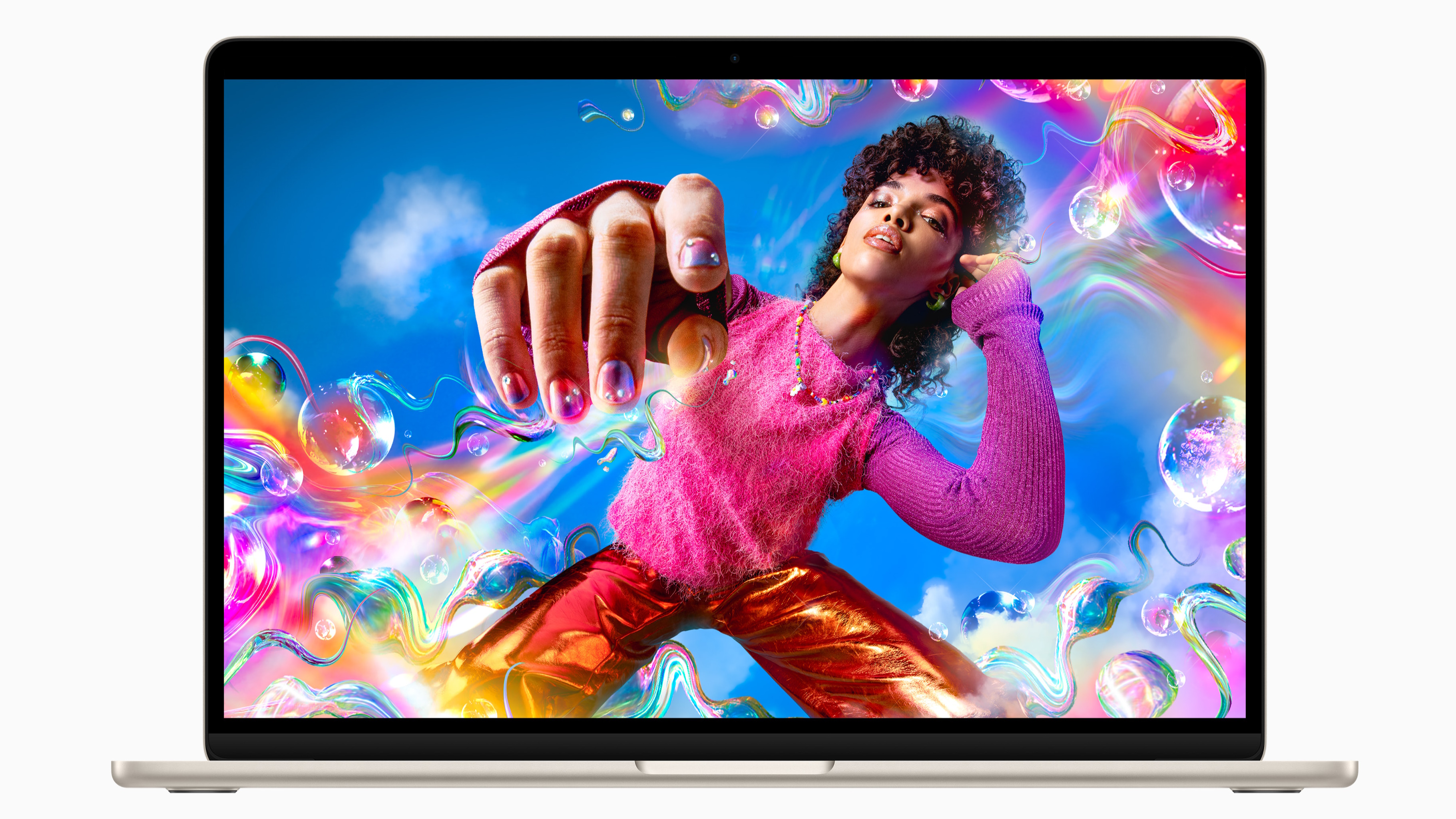 Press shots of the MacBook Air 15-inch laptop with screen open