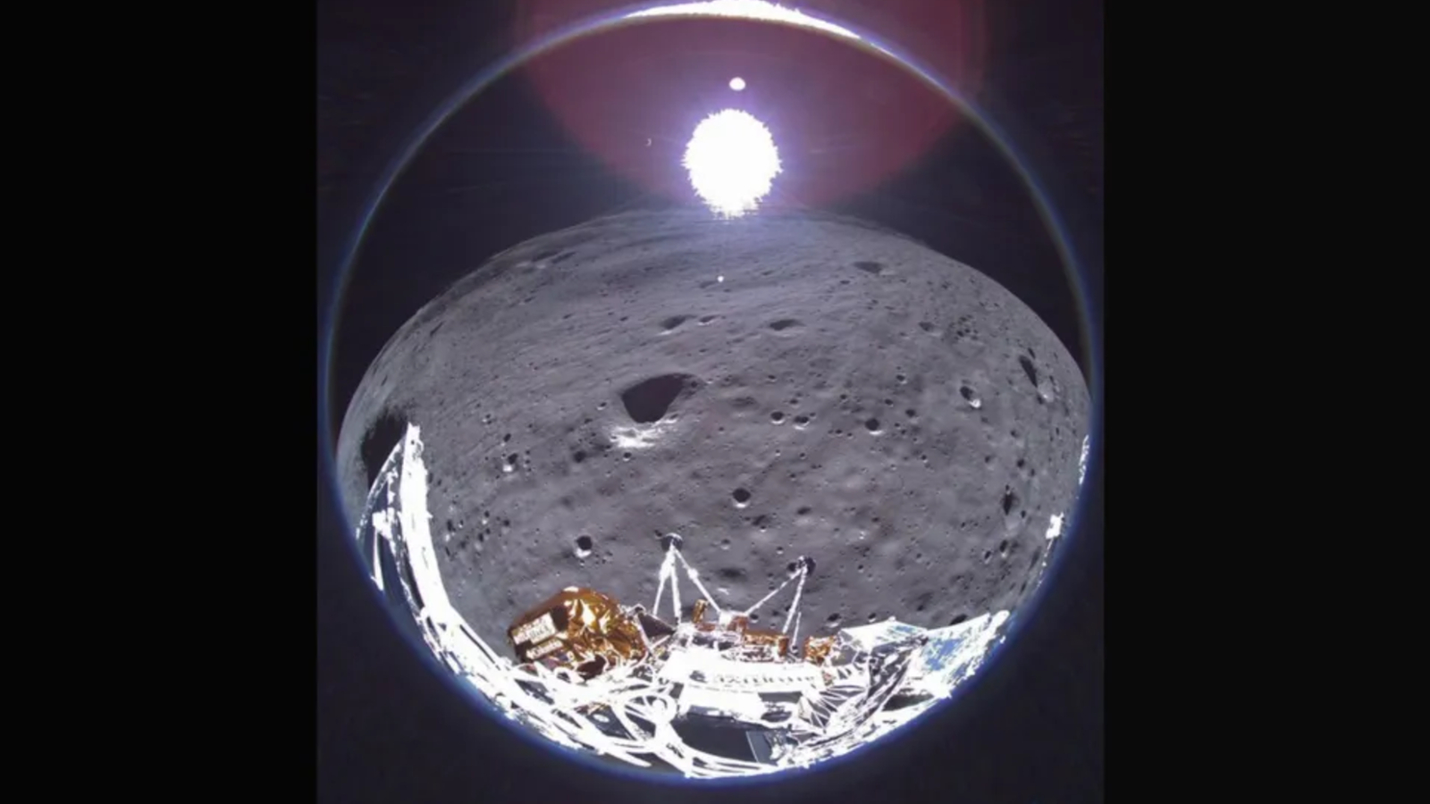 A photo take by the Odysseus lander on the moon