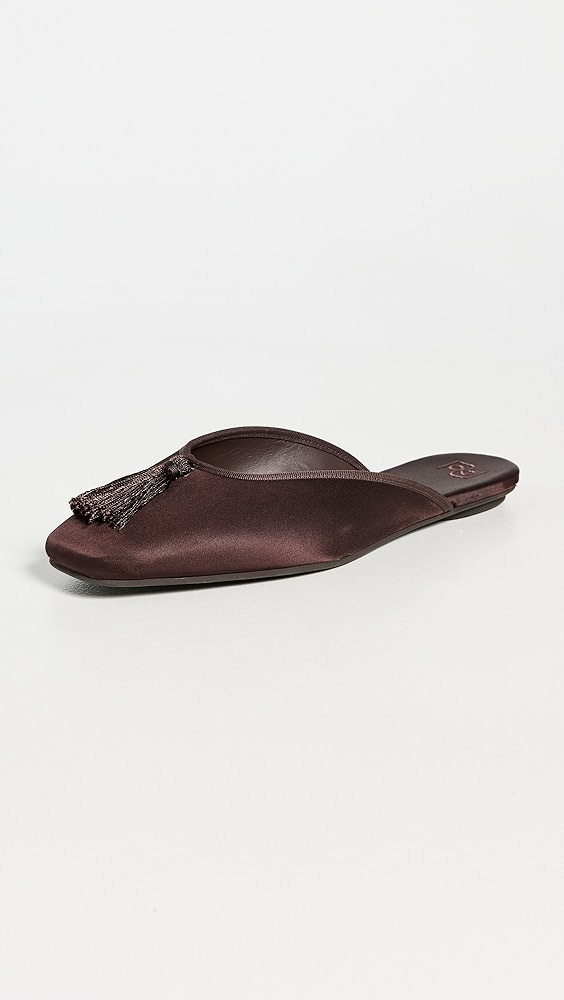 Priya Flat Mules - Cafe Satin
