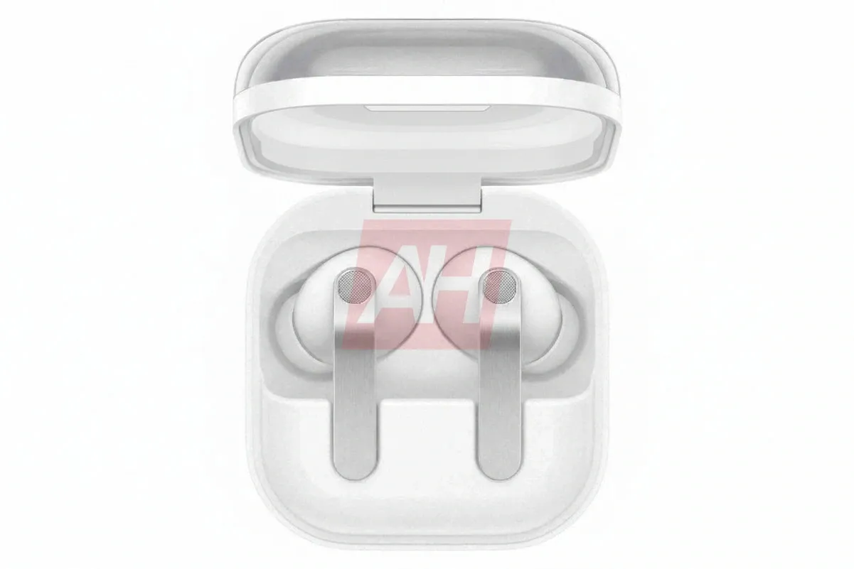 The Samsung Galaxy Buds 4 Pro earbuds renders, in their case