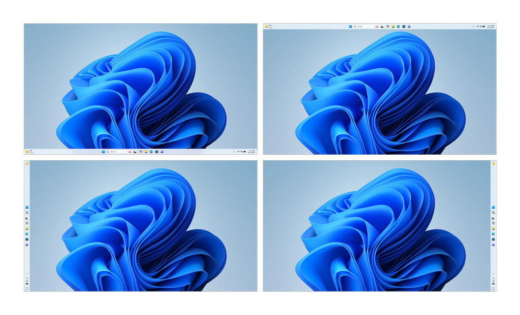 The Windows 11 Taskbar on different sides of the display