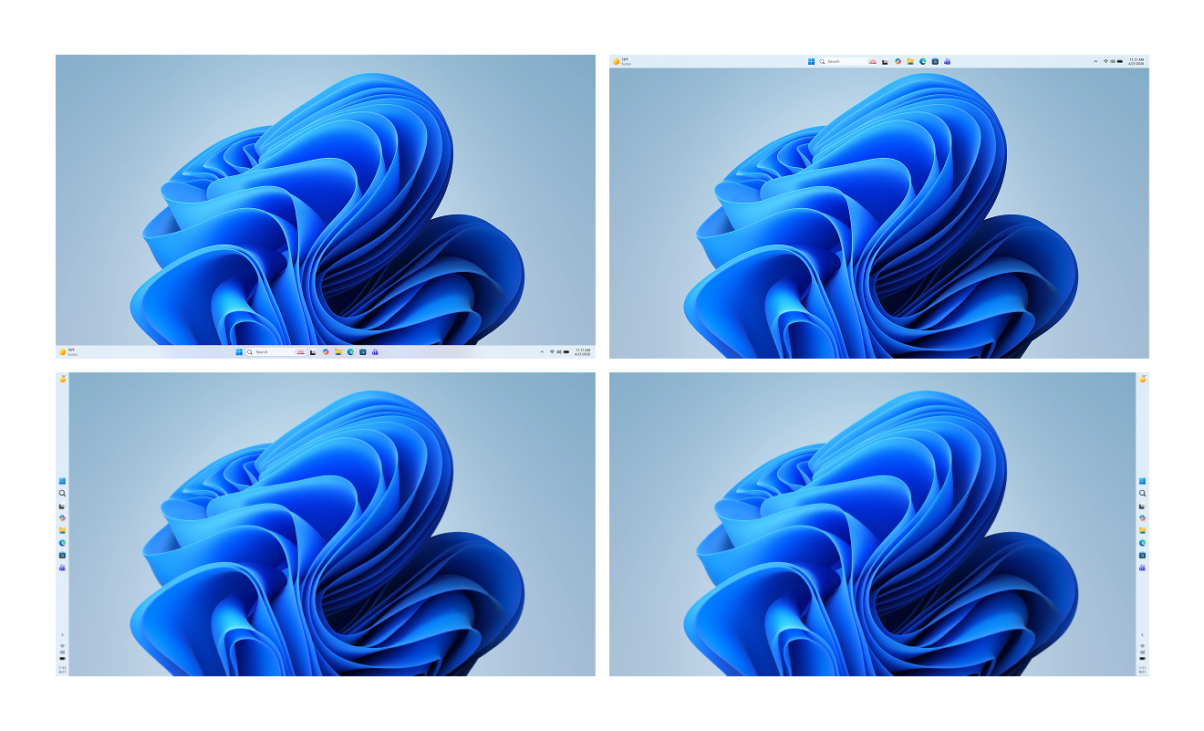 Windows 11 taskbar on different sides of the screen
