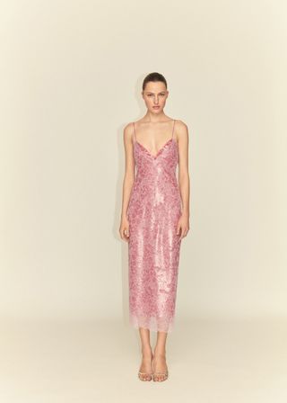 Sequin Lace Slip Dress - Women | Mango United Kingdom