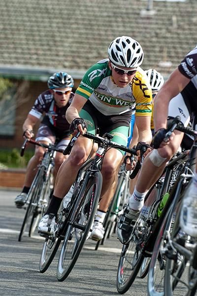 A member of the John West Cycling team in action during day three of the tour.