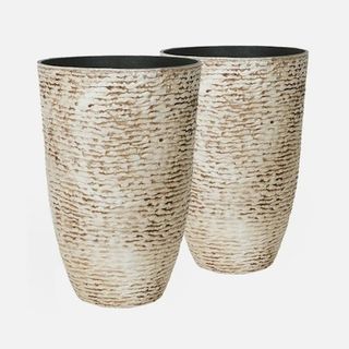 Pair of beige stone planters