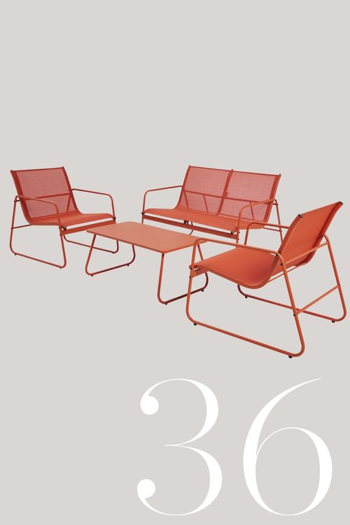 Cali 4 Seater Metal Patio Set in Orange