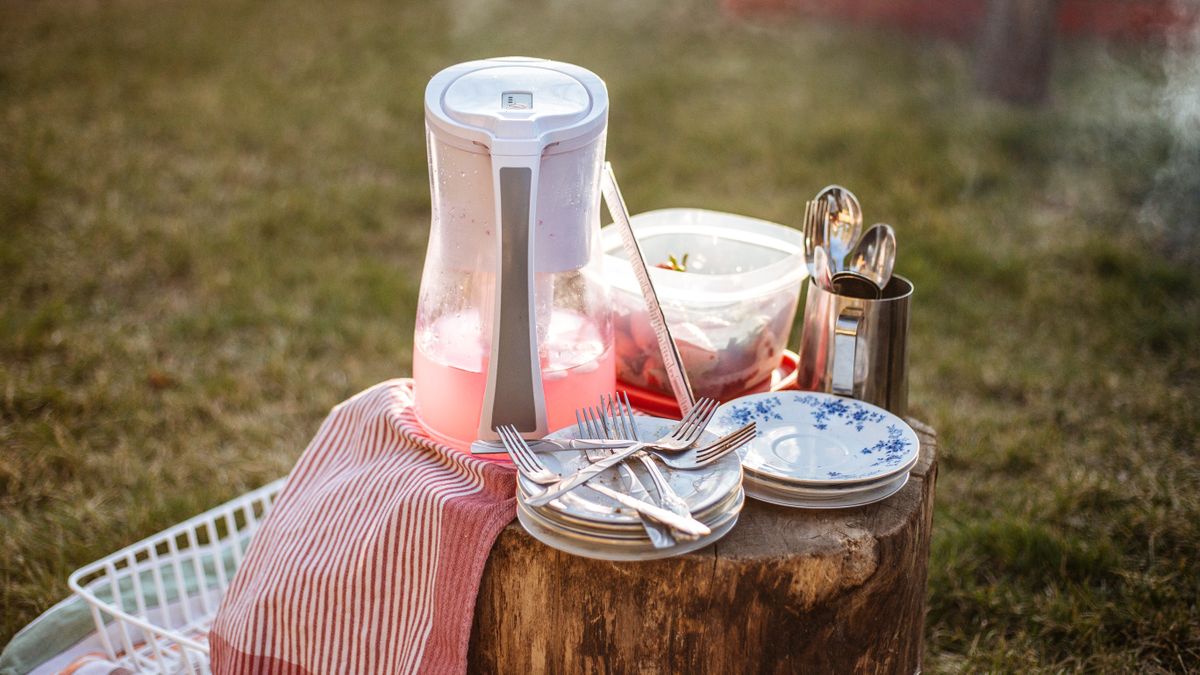 Dirty camping dishes to be washed