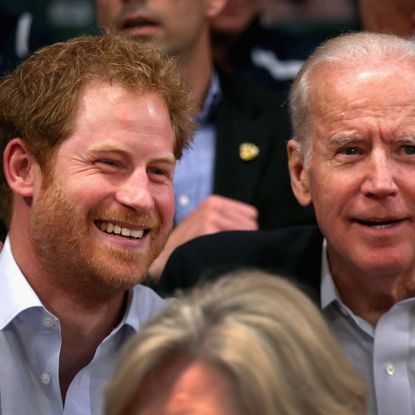 orlando, fl may 11 prince harry and vice president of the united states of america joe biden watch usa vs denmark in the wheelchair rugby match at the invictus games orlando 2016 at espn wide world of sports on may 11, 2016 in orlando, florida prince harry, patron of the invictus games foundation is in orlando for the invictus games 2016 the invictus games is the only international sporting event for wounded, injured and sick servicemen and women started in 2014 by prince harry the invictus games uses the power of sport to inspire recovery and support rehabilitation photo by chris jacksongetty images for invictus games