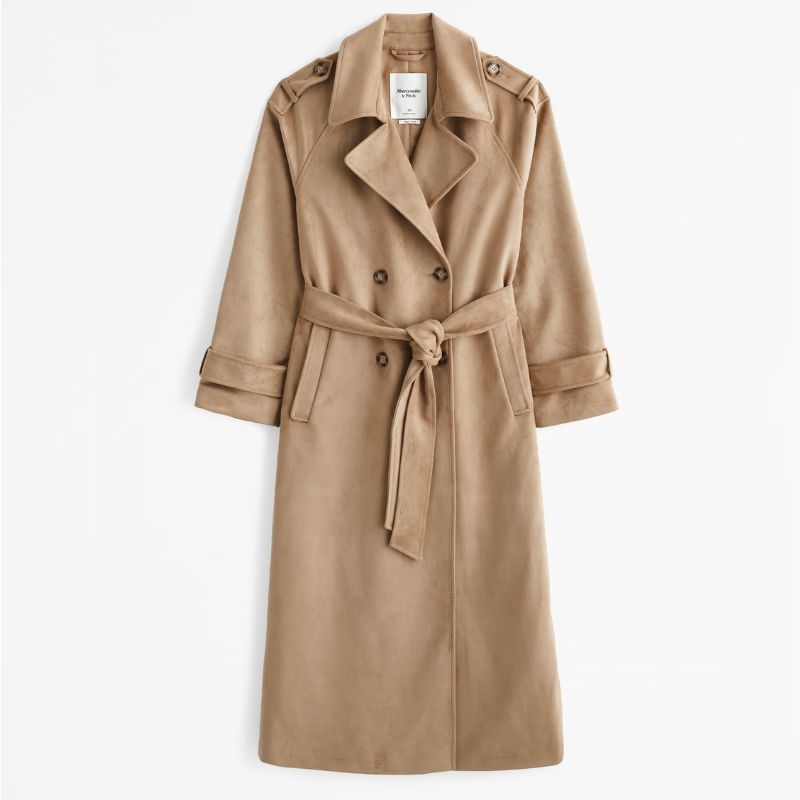 suede beige trench coat