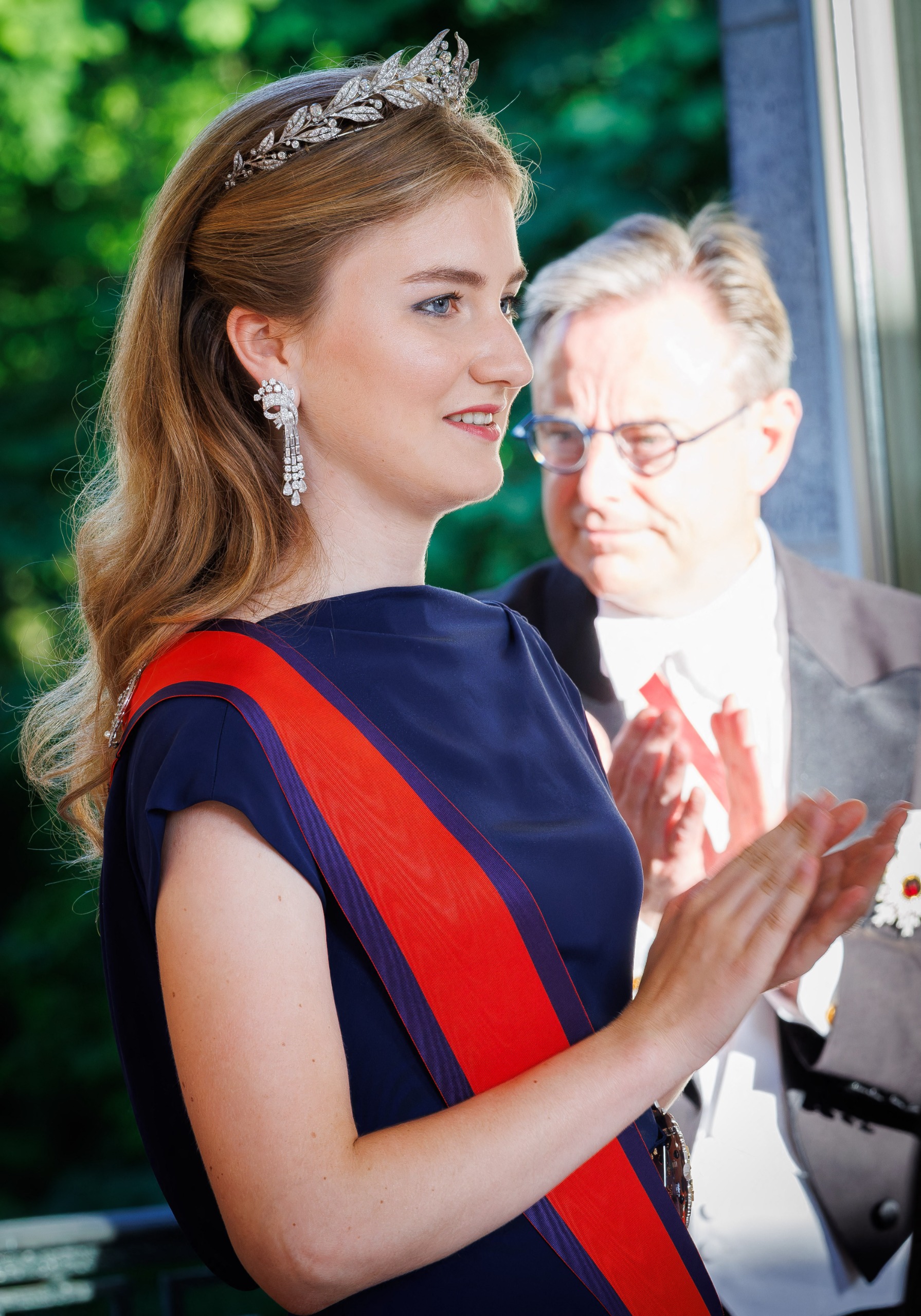Princess Elisabeth wearing a tiara and blue gown