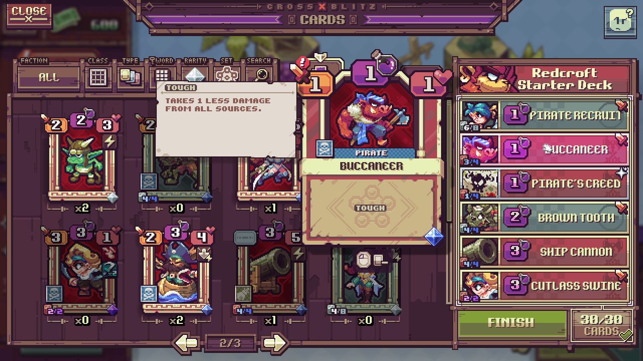 Pixelated card battle from the game Cross Blitz