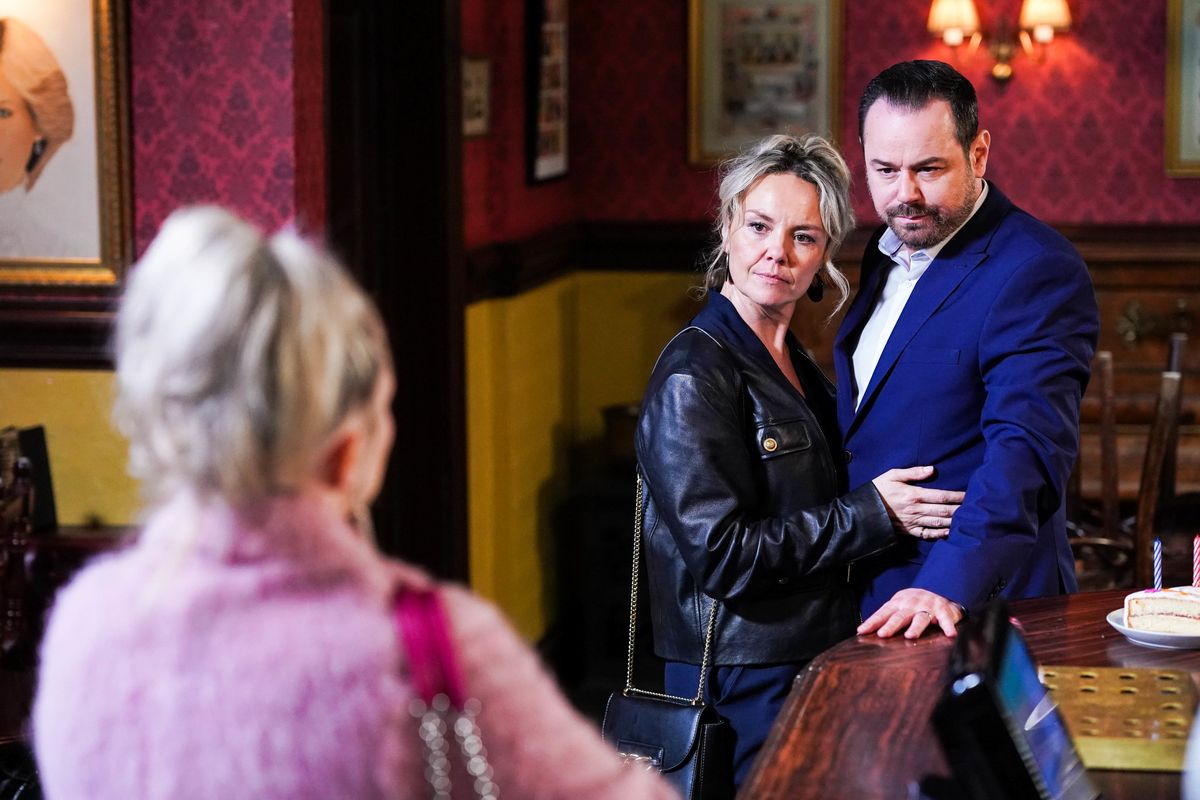 Janine Butcher and Mick Carter hug in EastEnders week 18 