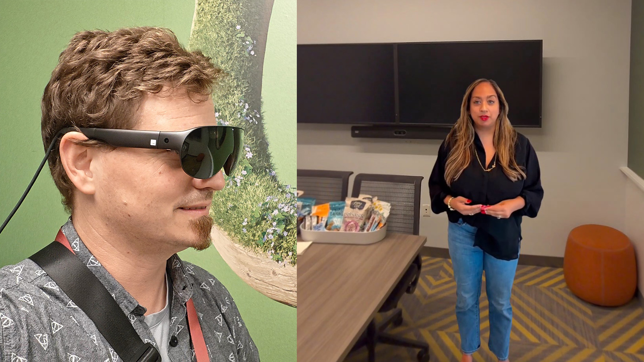 Using Meta VR Glasses to make a Hologram call with a person virtually in the same room