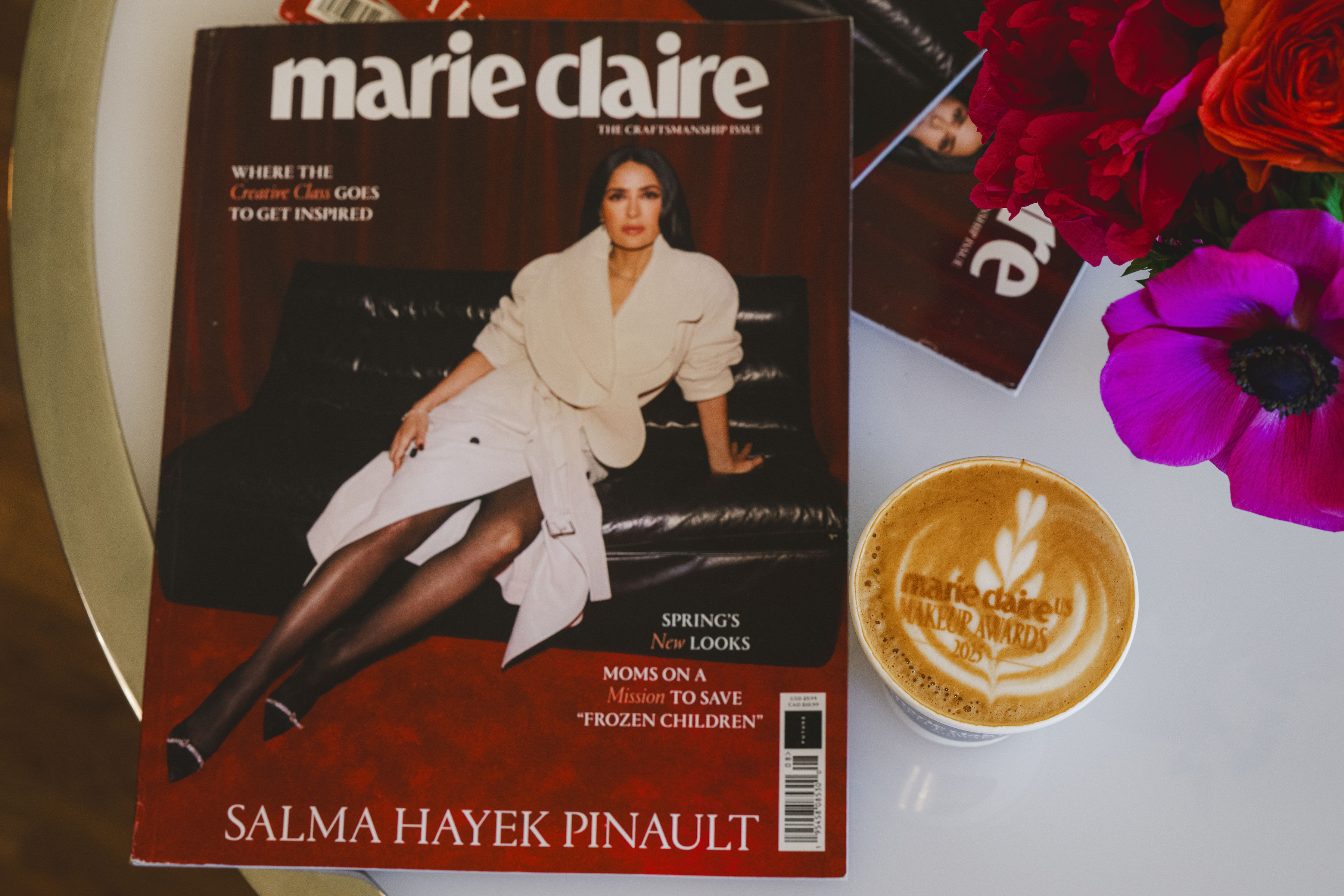 Photos of Marie Claire's latest print issue at the magazine's Makeup Awards breakfast.