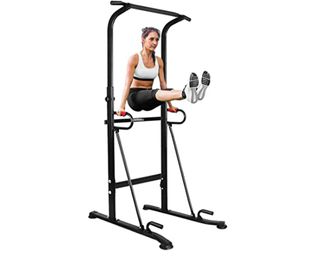 Image of woman using ONETWOFIT Power Tower multigym