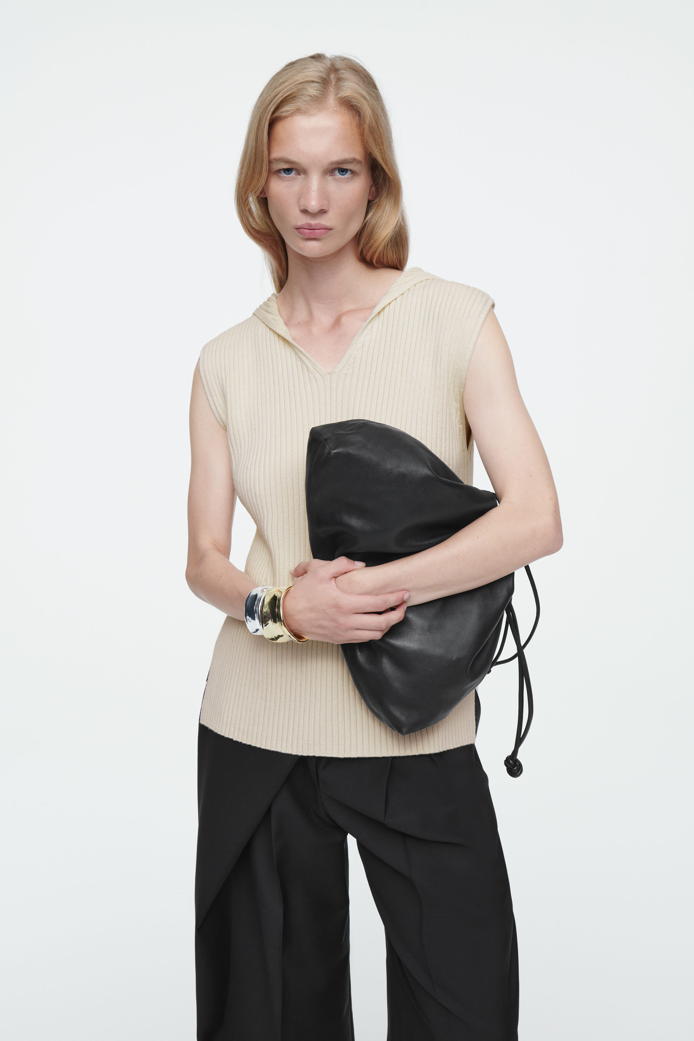 Ribbed-Knit Hooded Tank Top