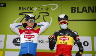 BinckBank Tour 2020 16th Edition 1st stage Blankenberge Ardooie 1321 km 29092020 Mathieu Van Der Poel NED Alpecin Fenix Dries De Bondt BEL Alpecin Fenix photo Tim Van MichelenCor VosBettiniPhoto2020