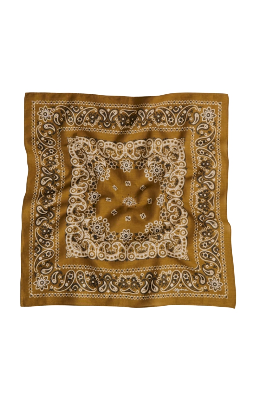 Sezane, Gaston Scarf - Olive Green Bandana Print - Organic Cotton - Textile Made From Organic Fibers - S&amp;eacute;zane