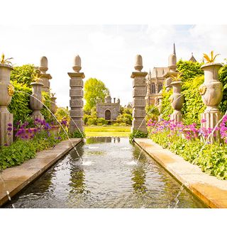 arundel castle with pond and giant alliums