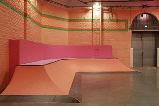 Pink walls in the Yinka Ilori skatepark