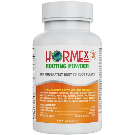 Hormex Rooting Hormone Powder #3 (0.30% Iba) for Common Houseplants, Flowers &amp;amp; Garden Varieties - Starter Strength Root Stimulator for Plant Cuttings, Cloning, &amp;amp; Propagation