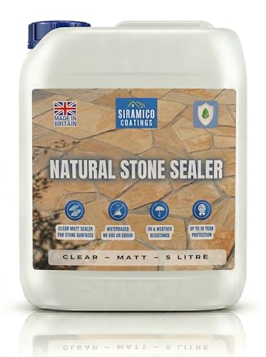 Natural Stone Sealer I 5 Litres I Water-Based Stone Impregnator &amp;amp; Sealant I Breathable Patio Sealer for Sandstone, Limestone, Granite, Slate &amp;amp; Concrete I Covers 50m&amp;sup2;