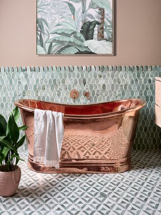 A copper bathtub