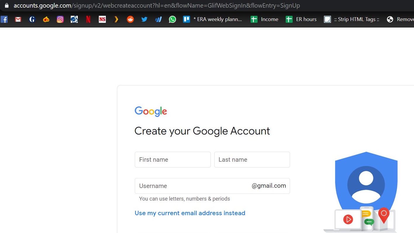 How to create a Gmail account - start