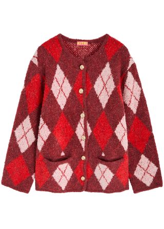 Pandora Argyle-Intarsia Knitted Cardigan