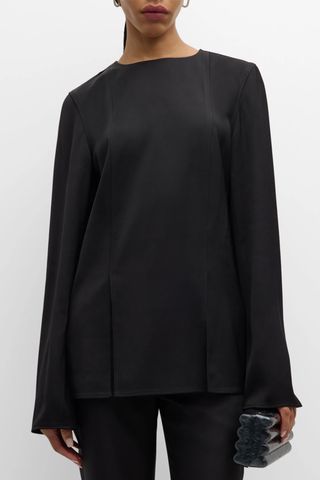 Loulou Studio Renat Long-Sleeve Slits-Hem Blouse