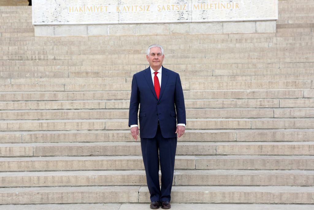 Rex Tillerson stands alone