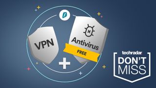 Shields with the words VPN and antivirus