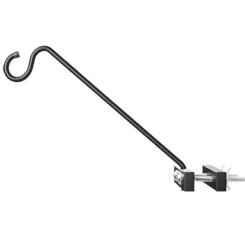 Deck Bird Feeder Hanger for Railing 45cm, Garden Deck Hanger, Heavy Duty Fence Bird Feeder Pole Hook, Swivel Balcony Railing Hook, for Hanging Plants, Bird Feeders, Lanterns, Wind Chimes, 17 Inch