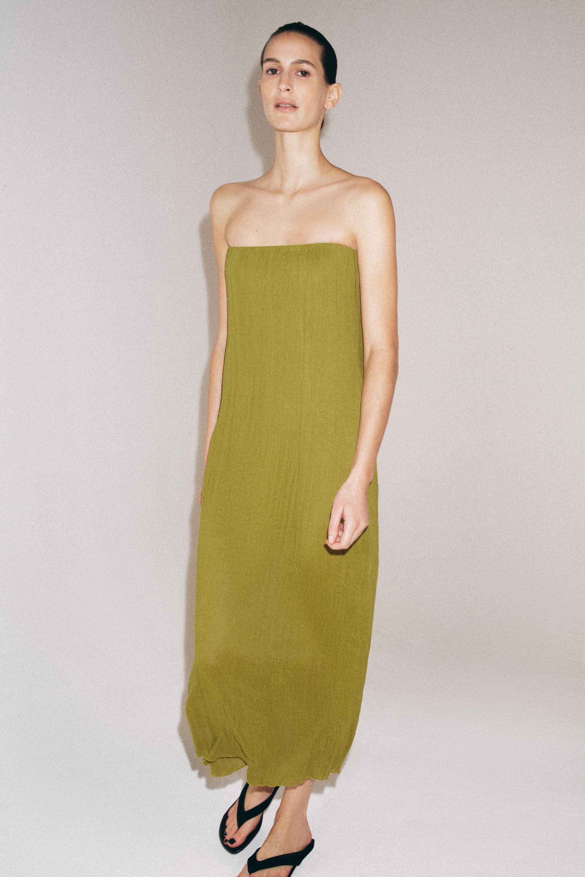 ZARA Strapless Textured Dress