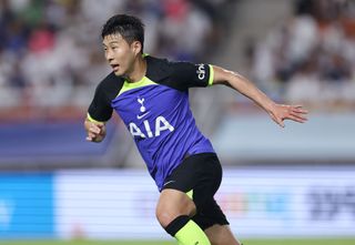 Heung-Min Son of Tottenham Hotspur during the pre-season friendly match between Tottenham Hotspur and Sevilla at Suwon World Cup Stadium on July 16, 2022 in Suwon, South Korea.