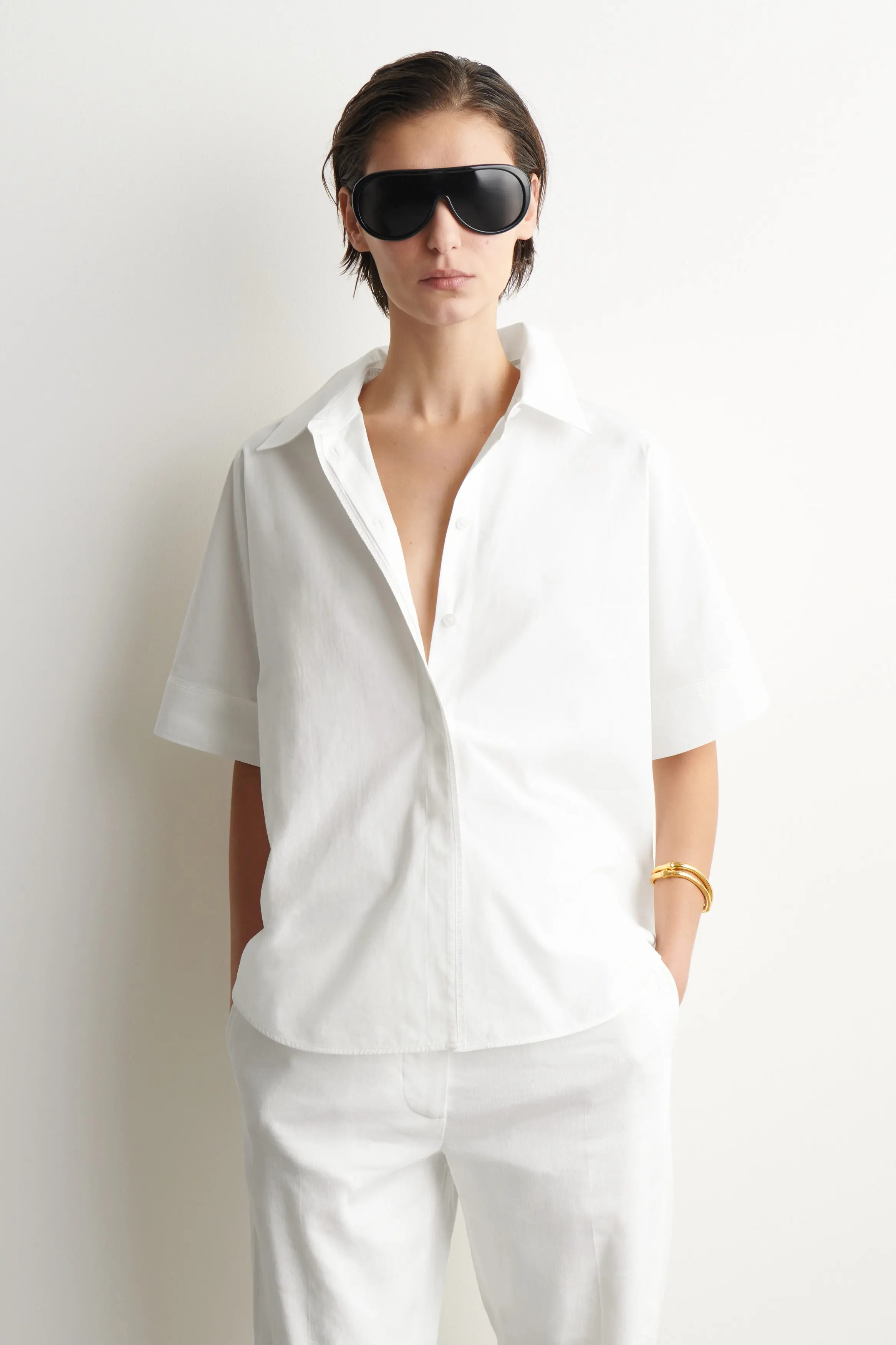 COS, Oversized Short-Sleeved Cotton Shirt